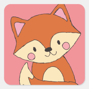 Babyfuchs Zeichne Niedliches Foxdesign Quadratischer Aufkleber