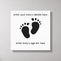 Babyfußabdruck mit Herzzehen Wandbild Leinwand