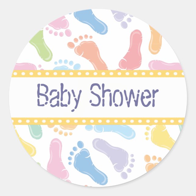 Babyfußabdrücke - Babydusche Runder Aufkleber (Vorderseite)