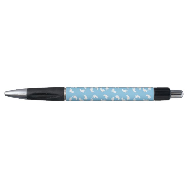 Babyfußabdrücke, Babyfuß, Fußstapfen, Blau, Junge Kugelschreiber (Vorderseite)