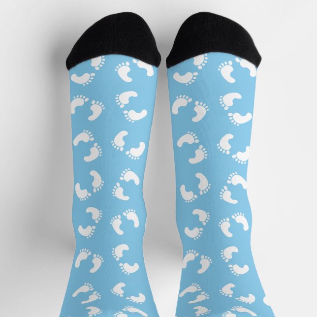 Babyfußabdrücke, Babyfuß, Fußstapfen, Blau, Junge Socken (Oben)