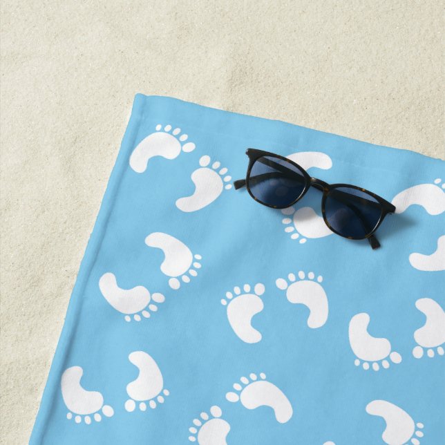 Babyfußabdrücke, Babyfuß, Fußstapfen, Blau, Junge Strandtuch (Beispiel)