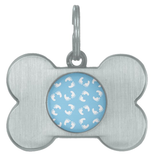 Babyfußabdrücke, Babyfuß, Fußstapfen, Blau, Junge Tiermarke (Vorderseite)