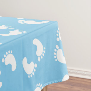 Babyfußabdrücke, Babyfuß, Fußstapfen, Blau, Junge Tischdecke