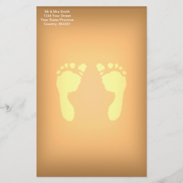 Babyfußabzüge (Gelb) Briefpapier (Vorderseite)