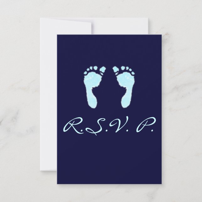 Babyfußabzüge (Junge) RSVP Karte (Vorderseite)