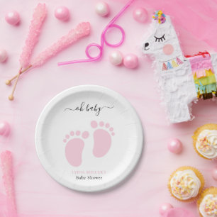 Babyfüße Baby Shower Party, Mädchen Rosa Baby Show Pappteller