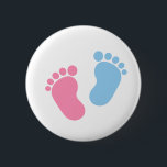 Babyfüße Button<br><div class="desc">Babyfuß Grüßen schwangere Schwangerschaft Baucheleleltern Kind niedlich Mama Papa Mutter Vater blau pink</div>