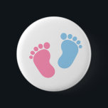 Babyfüße Button<br><div class="desc">Babyfuß Grüßen schwangere Schwangerschaft Baucheleleltern Kind niedlich Mama Papa Mutter Vater blau pink</div>
