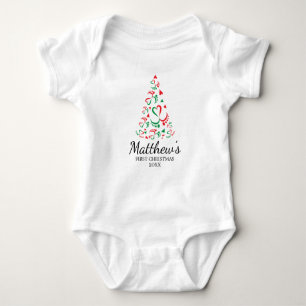 Babyfüße, die Weihnachtsbaum formen, erste Weihnac Baby Strampler