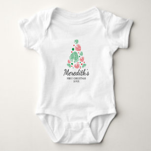 Babyfüße, die Weihnachtsbaum formen, erste Weihnac Baby Strampler