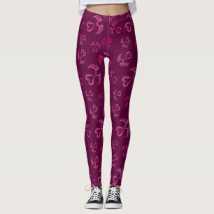 Babyfüße und Herzen mit rosa Glitter-Muster Leggings