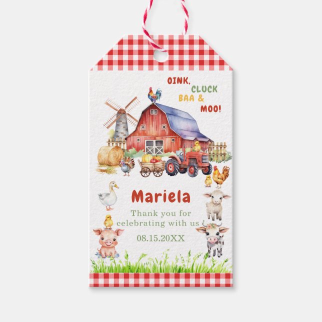 Babygeburt der Aquarellfarm Vielen Dank Geschenkanhänger (Vorderseite)