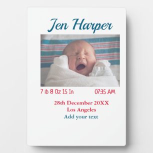 BabyGeburtsdaten geben das Datum des Namens an. Fotoplatte