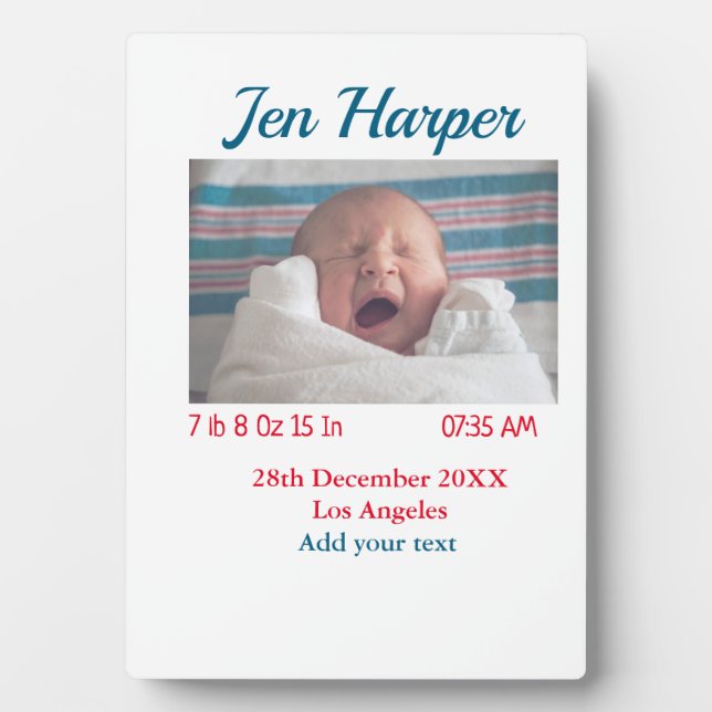 BabyGeburtsdaten geben das Datum des Namens an. Fotoplatte (Vorderseite)