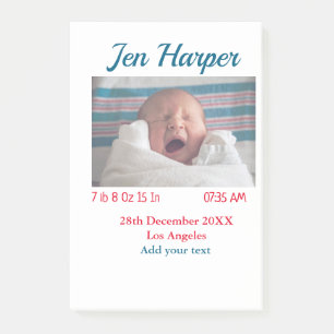 BabyGeburtsdaten geben das Datum des Namens an. Post-it Klebezettel