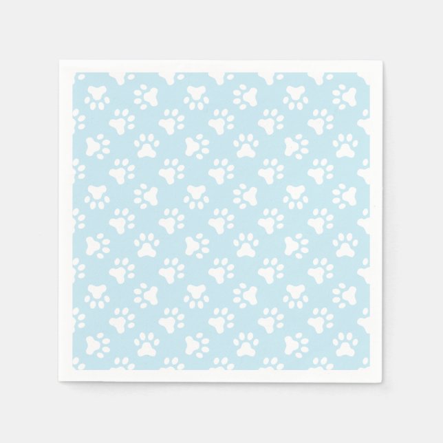 Babygeburtstagsnapkins blaue Pfoten drucken Serviette (Vorderseite)