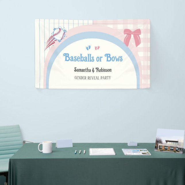 Babygeschlecht enthüllt Baseballs oder Bows Banner (Messeveranstaltung)