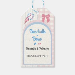 Babygeschlecht enthüllt Baseballs oder Bows Geschenkanhänger