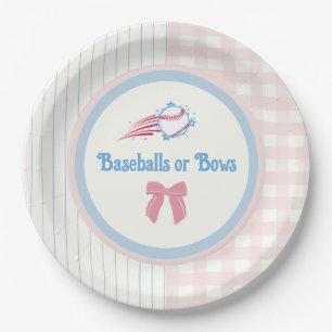 Babygeschlecht enthüllt Baseballs oder Bows Pappteller