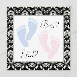 Babygeschlecht-Enthüllung mit rosa blauen Babyfüße Einladung