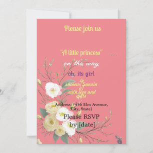 BABYgirl SHOWER Pink FLORAL ART Einladung