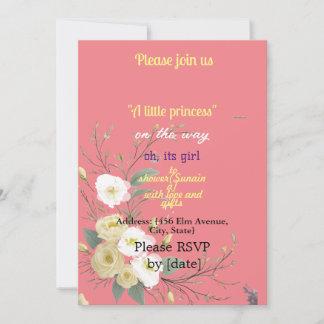 BABYgirl SHOWER Pink FLORAL ART Einladung