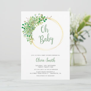 Babygrün Gold geschlechtsneutrale Babydusche Einladung