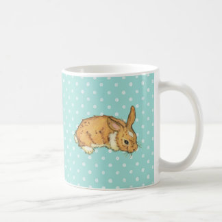 Babyhäschen auf aquamarinem Polkapunkthintergrund Kaffeetasse