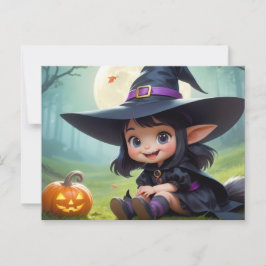 Babyhexe und Kürbis Postkarte