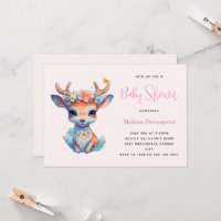Babyhirsch mit Geweih und Blumen Baby Shower