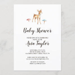 Babyhirsche auf weißer Babydusche Einladung