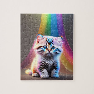 Babykatze mit Regenbogenfarben, Neonlicht, Katze