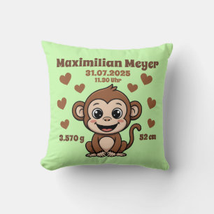 Babykissen zur Geburt - Affe - personalisierbar - Kissen
