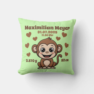 Babykissen zur Geburt - Affe - personalisierbar - Kissen