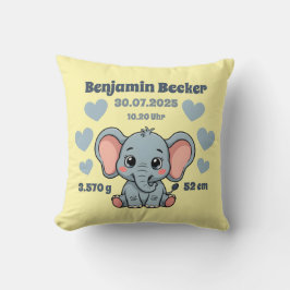 Babykissen zur Geburt - Elefant - personalisierbar Kissen