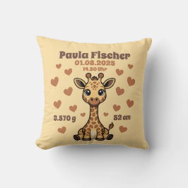 Babykissen zur Geburt - Giraffe - personalisierbar Kissen