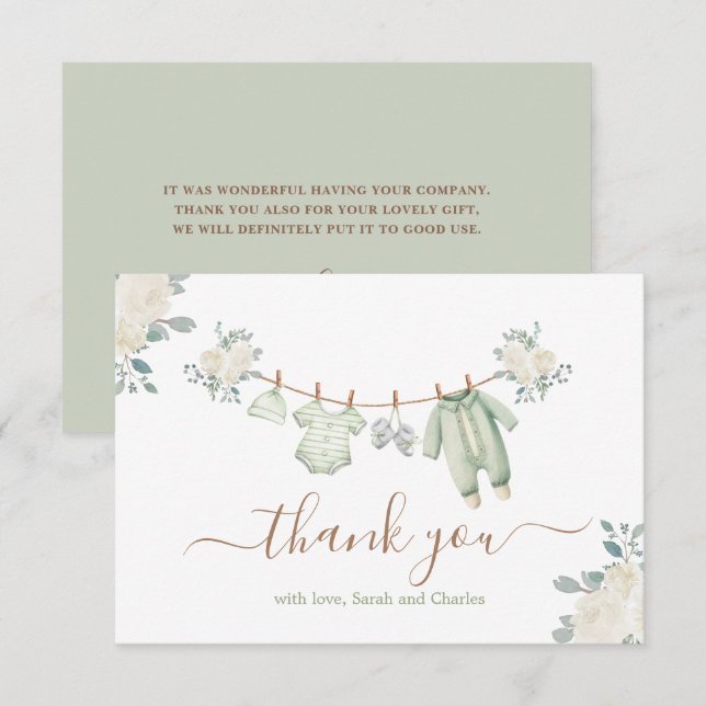 Babykleide Baby Dusche Danke Karte (Vorne/Hinten)