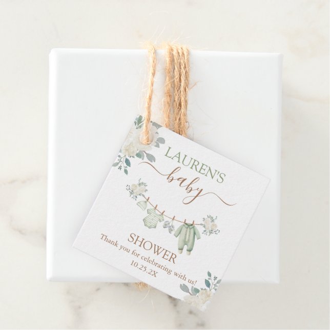 Babykleidung Babydusche Geschenkanhänger (Beispiel)