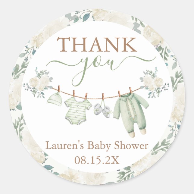 Babykleidung Babydusche Runder Aufkleber (Vorderseite)