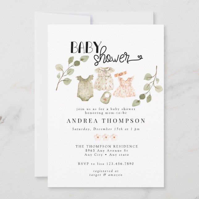 Babykleidung | Boho Girl Baby Shower Einladung (Vorderseite)