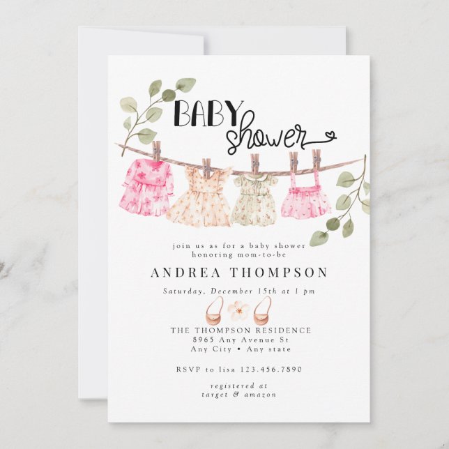 Babykleidung | Boho Girl Baby Shower Einladung (Vorderseite)