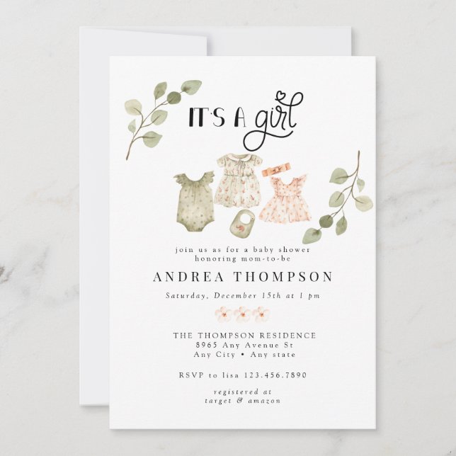 Babykleidung | Boho Girl Baby Shower Einladung (Vorderseite)