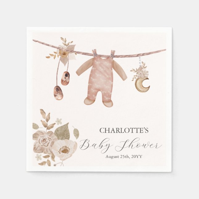 Babykleidung Boho Neutral Baby Dusche Napkin Serviette (Vorderseite)