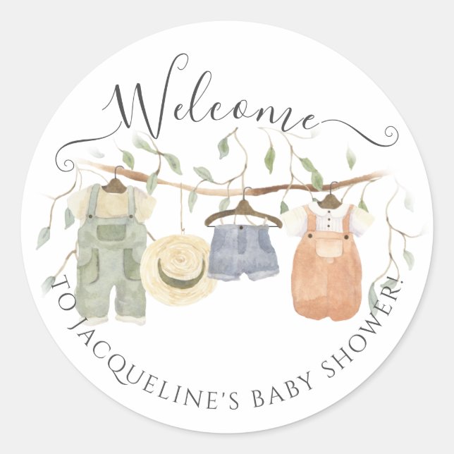 Babykleidung für Babys Begrüßungsdusche Runder Aufkleber (Vorderseite)