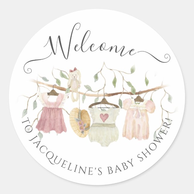 Babykleidung für Babys Begrüßungsturm Kinderdusche Runder Aufkleber (Vorderseite)