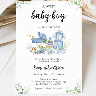 Babykleidung für Jungen - Babyparty Einladung