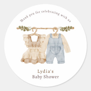 Babykleidung Geschlecht Enthüllung, Boho Babyparty Runder Aufkleber
