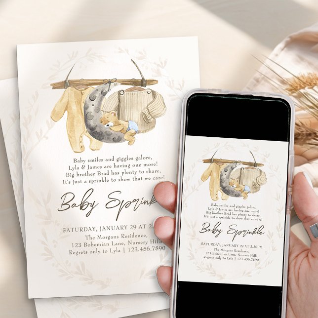 Babykleidung Geschlecht Neutral Baby Sprinkle Einladung (Gender Neutral Baby Sprinkle Invitation - from my Baby Clothes Baby Shower Collection)