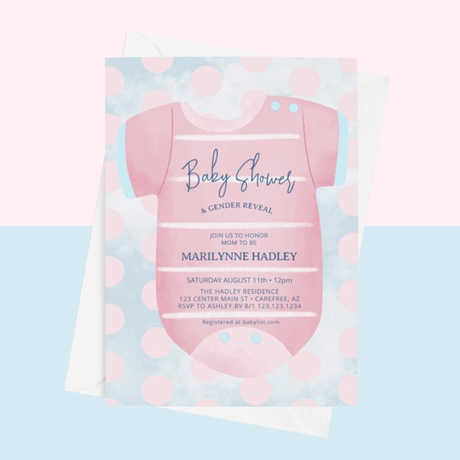 Babykleidung Geschlecht zeigt Babydusche Einladung (Von Creator hochgeladen)